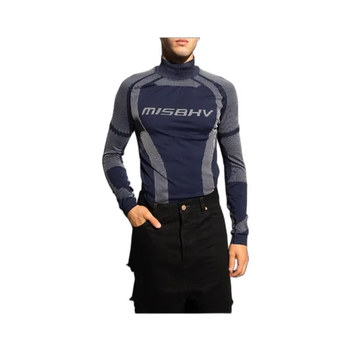 Logo Printed Turtleneck Top
