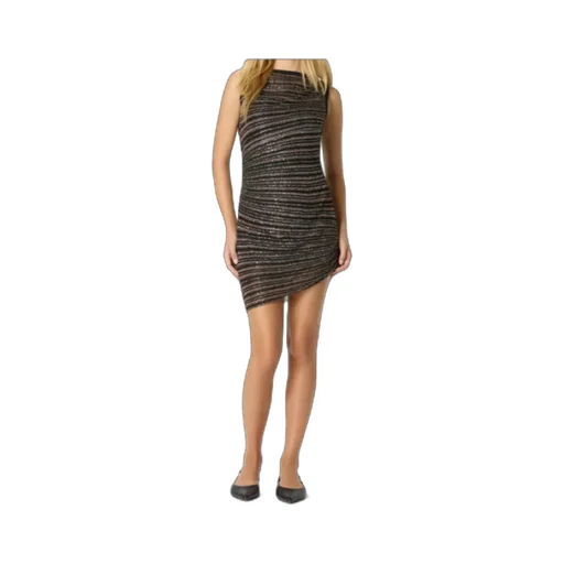 Lamé Stripes Boat Neck Mini Dress
