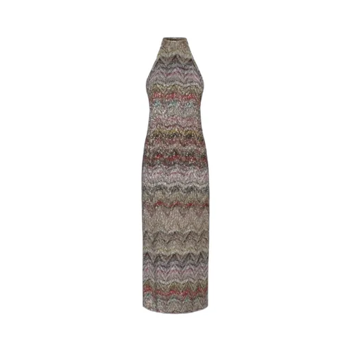 Sequin-Embellished Halterneck Midi Dress