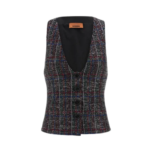 Sequin Embellished Tartan Vest