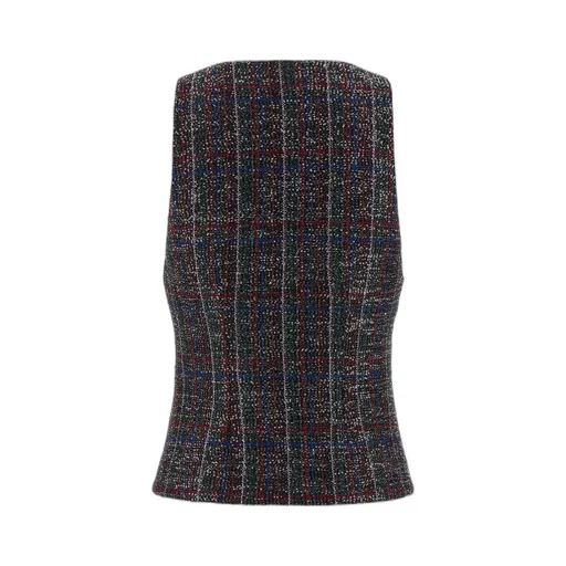 Sequin Embellished Tartan Vest