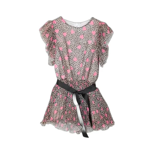 Girl's Viscose Romper With Animalier Print
