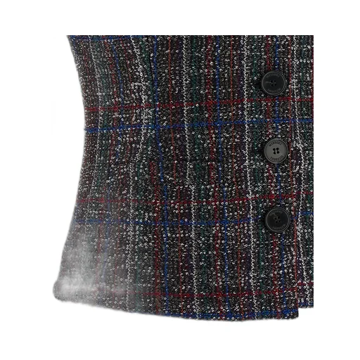 Sequin Embellished Tartan Vest