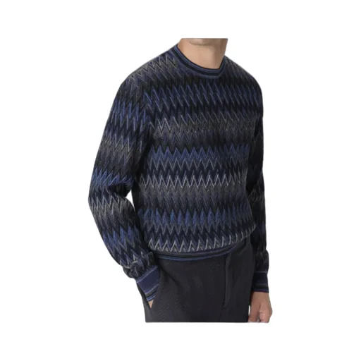Crew Neck Sweater With 3D Zigzag Pattern