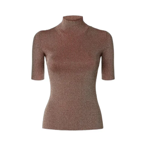 Metallic-Effect Ribbed-Knit Top