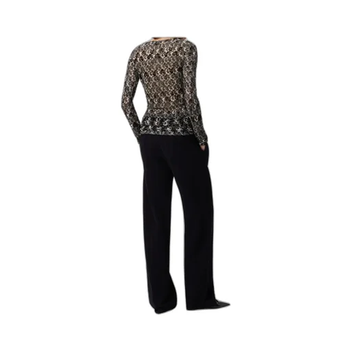 Floral-Lace Long-Sleeve Top