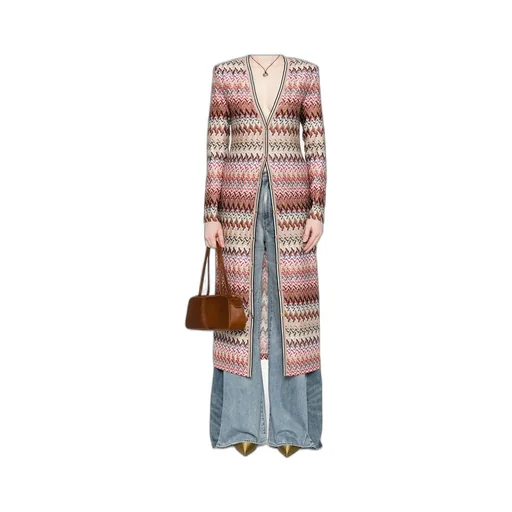 Zigzag-Pattern Cardi-Coat