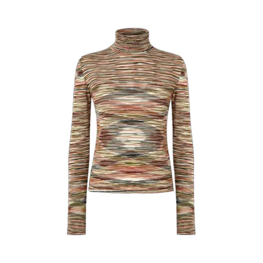Stripe-Pattern Turtleneck Sweater