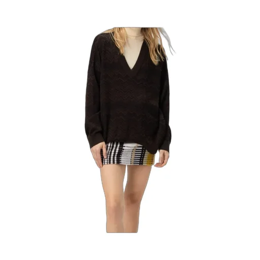 Chevron-Pattern V-Neck Jumper