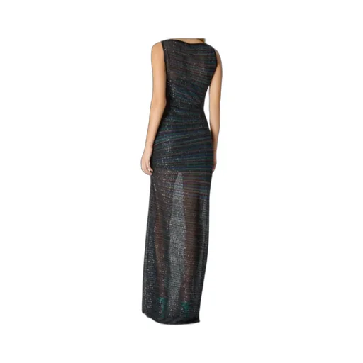 Boat Neck Embellished Sleeveless Long Dress