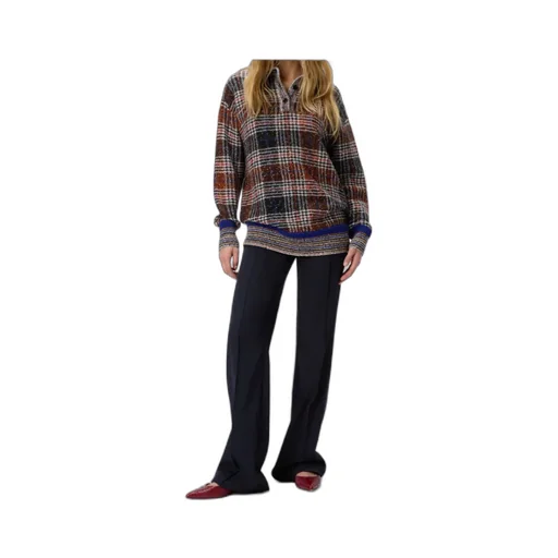 High-Neck Checked Sweater