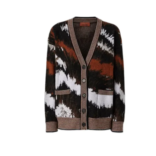 Abstract-Print Buttoned Cardigan