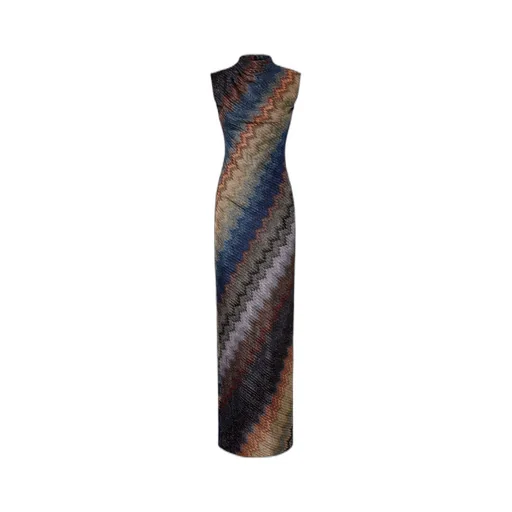 Zig-Zag High-Neck Dress