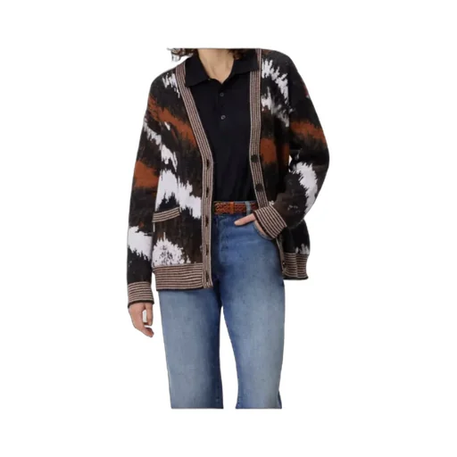 Abstract-Print Buttoned Cardigan