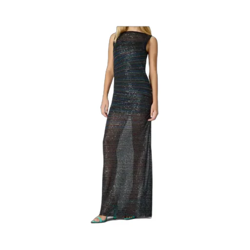 Boat Neck Embellished Sleeveless Long Dress