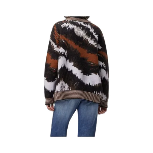 Abstract-Print Buttoned Cardigan