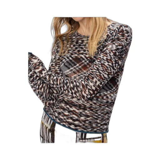 Crew Neck Sweater With Flame Pattern