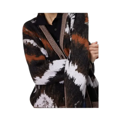 Abstract-Print Buttoned Cardigan