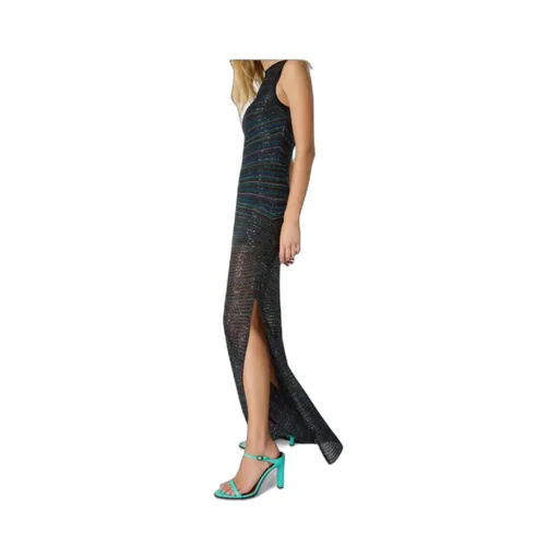 Boat Neck Embellished Sleeveless Long Dress