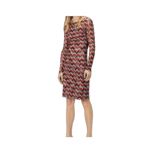 Chevron-Pattern Long-Sleeve Midi Dress
