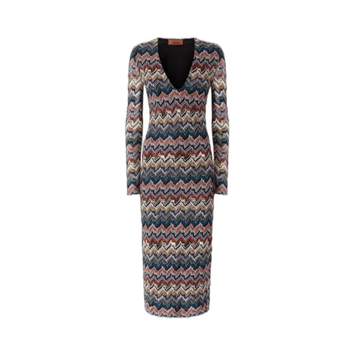 Geometric-Pattern Long-Sleeve Dress