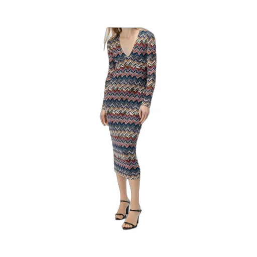Geometric-Pattern Long-Sleeve Dress