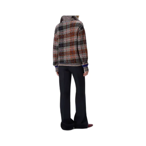 High-Neck Checked Sweater