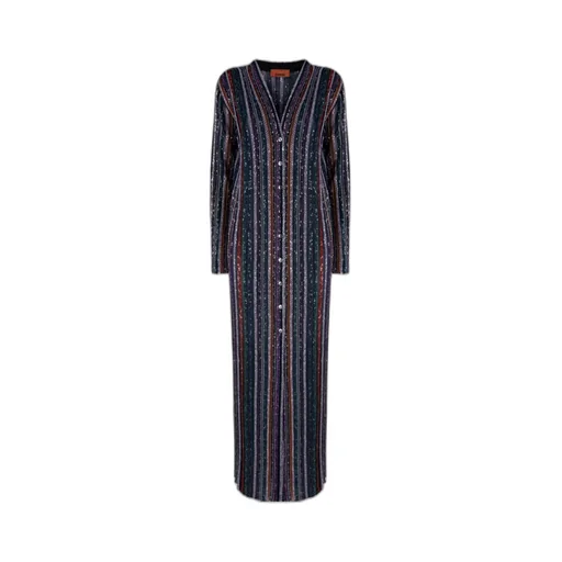 Striped-Pattern Sequin-Embellishment Cardigan