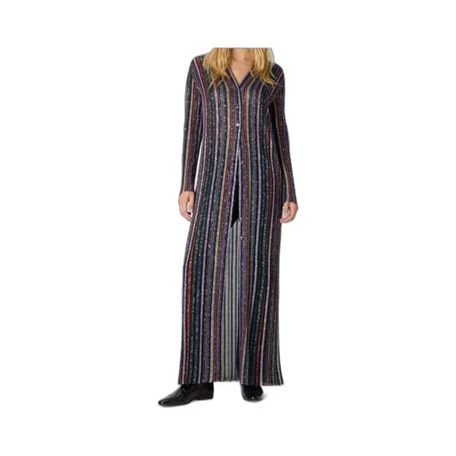 Striped-Pattern Sequin-Embellishment Cardigan