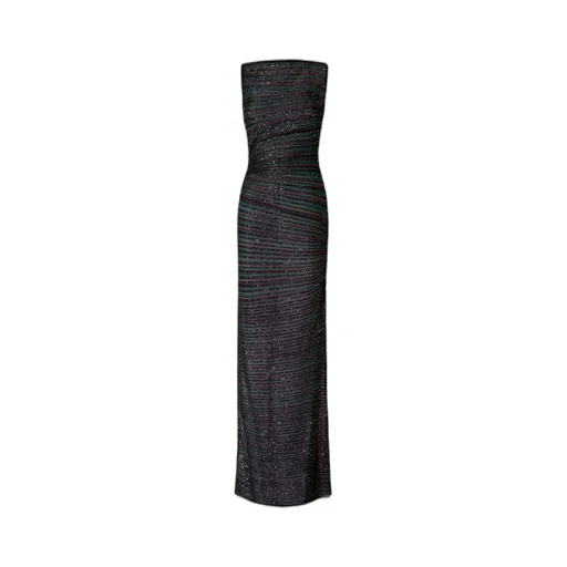 Boat Neck Embellished Sleeveless Long Dress