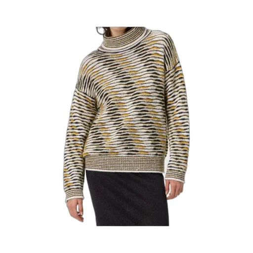 High-Neck Flame-Pattern Sweater