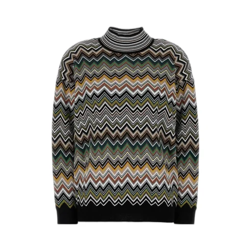 Zig-Zag Pattern Turtleneck Jumper