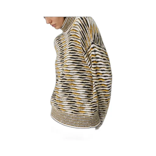 High-Neck Flame-Pattern Sweater