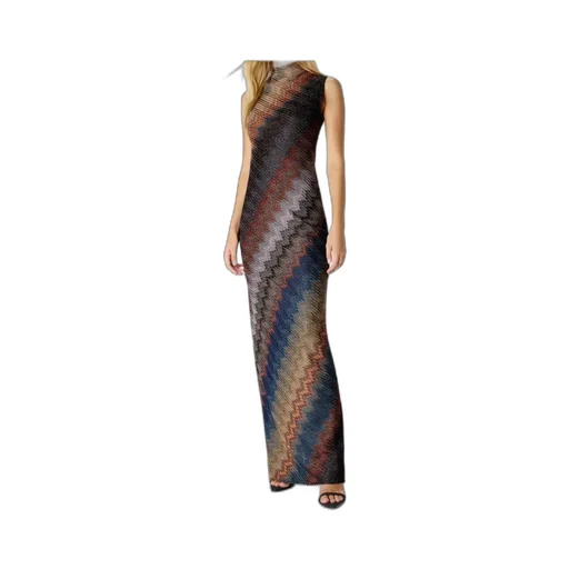 Zig-Zag High-Neck Dress