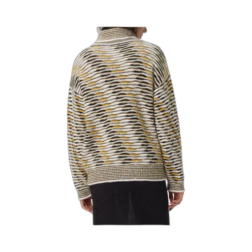 High-Neck Flame-Pattern Sweater