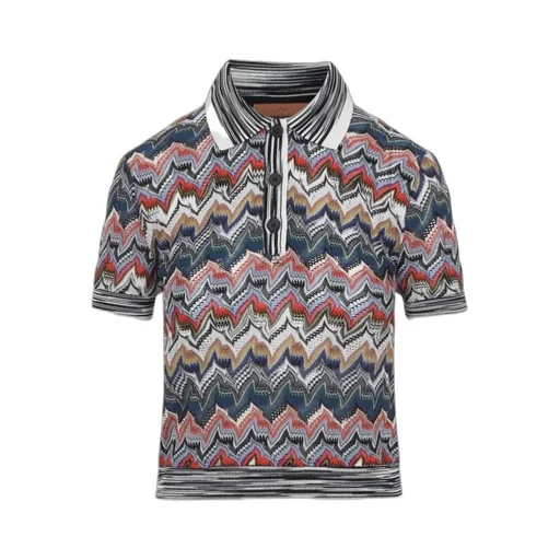 Zigzag-Knit Polo Shirt