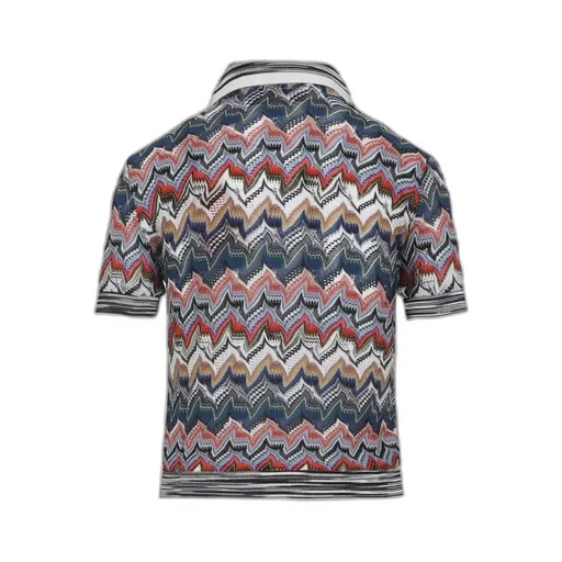 Zigzag-Knit Polo Shirt