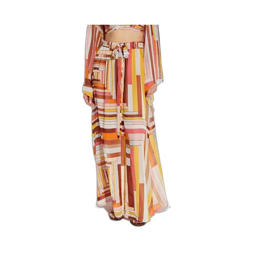 Printed Satin Long Covered Up Skirt