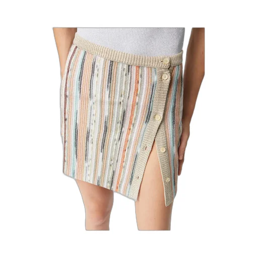 Striped Side Buttoned Mini Skirt