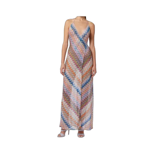 Sleeveless Chevron-Knit Maxi Dress