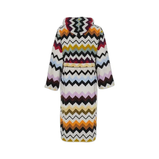 Zig-Zag Pattern Hooded Bathrobe