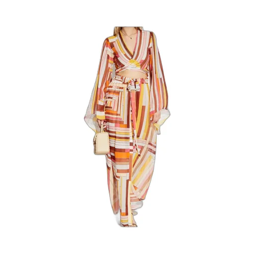 Printed Satin Long Covered Up Skirt