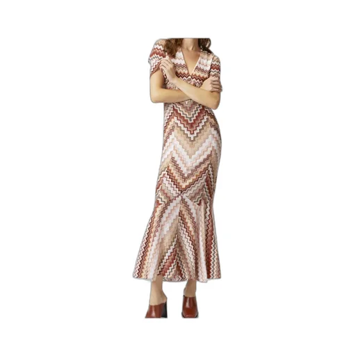 Serrated Zig Zag Pattern Long Flared Dress