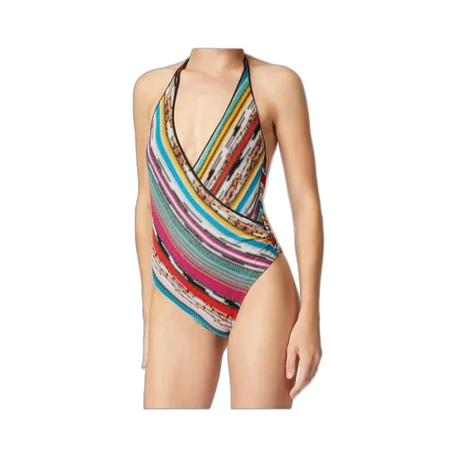 Striped Halterneck One-Piece Swimsuit