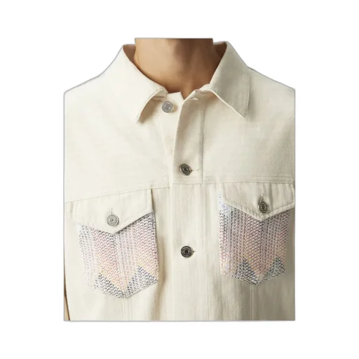 Chevron-Knit Denim Jacket