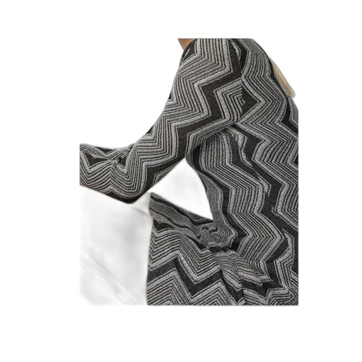 Zig Zag Patterned V-Neck Dress