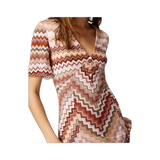 Serrated Zig Zag Pattern Long Flared Dress