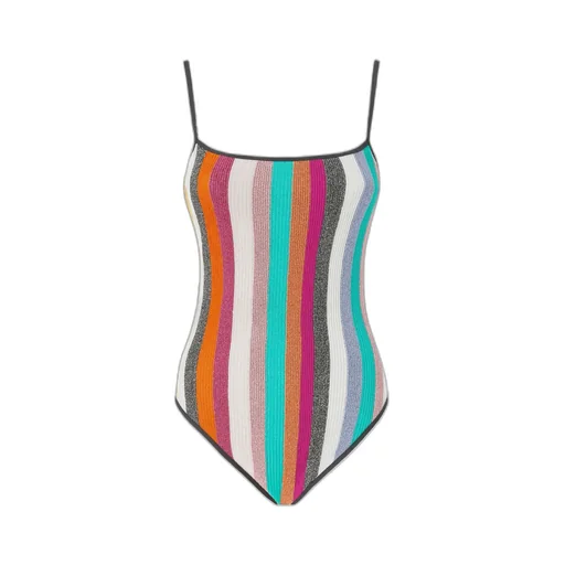 One-Piece Striped Ribbed Swimsuit