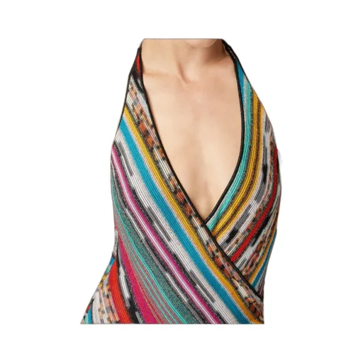 Striped Halterneck One-Piece Swimsuit