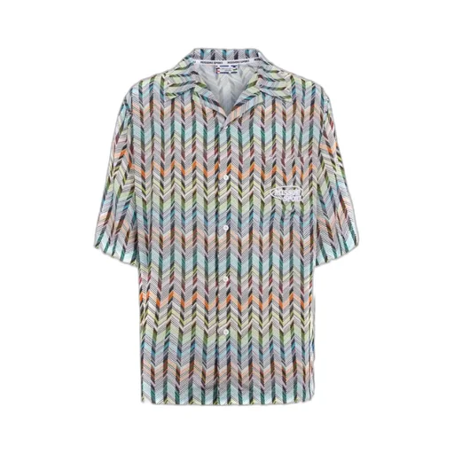 Chevron-Print Twill Shirt